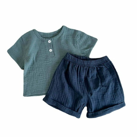 

Summer Savings Clearance! 2023 TUOBARR Baby Girl Summer Outfit Children s Clothing New Summer Crepe Gauze T-shirt Short Sleeve Shorts With Pocket Two Piece Set Multi-color Style Green 0-3 Months