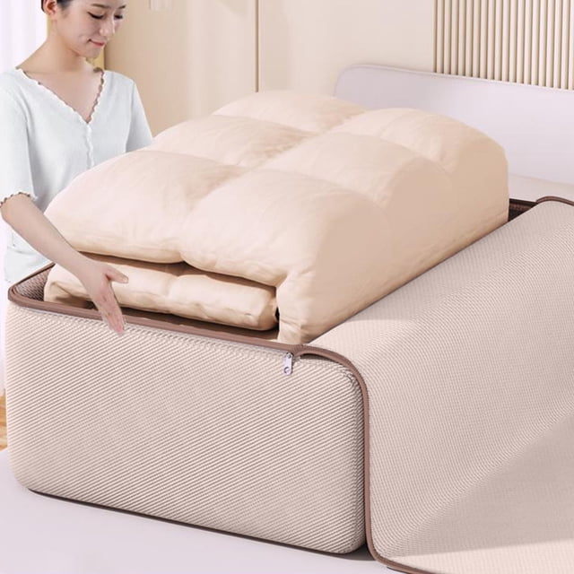 Bolsa de almacenamiento extragrande resistente con asas reforzadas, cremallera doble gruesa para ropa, bolsa de viaje compacta para organizar tu armario según la temporada. Aestivo | Beige |