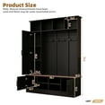 thumbnail image 3 of 3-in-1 Hall Tree with Coat Rack & Adjustable Shoe Bench, 6 Hooks + 4 Storage Cubbies + 3 Cabinets, Space-Saving Entryway Organizer for Hallway, Bedroom, Black, 3 of 7