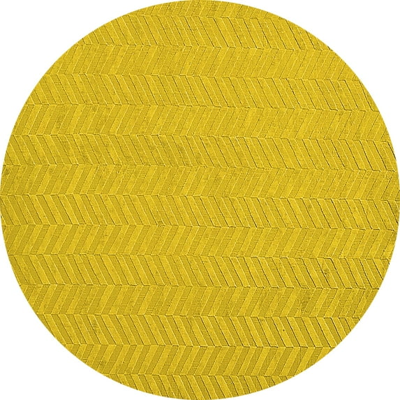Ahgly Company Indoor Round Solid Yellow Modern Area Rugs, 8' Round
