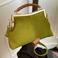 thumbnail image 4 of HUISZJ Faux Suede Crossbody Bag, Solid Color Handbag, Lightweight Fashion Shoulder Bag for Work Travel Outdoor (Green), 4 of 10