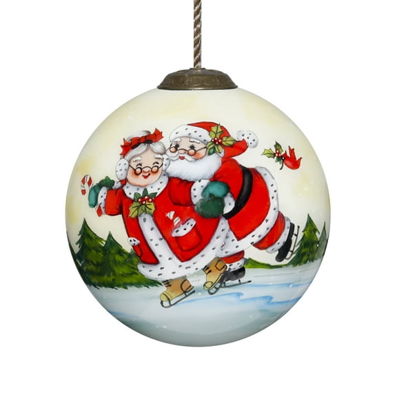 Inner Beauty Skating Santa Christmas Is Better Together Glass Ornament
