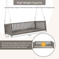 thumbnail image 5 of Outdoor Porch Swing Bed with Hemp Rope, Minimalist Wood Frame Patio Swing for Backyard Poolside, 350 LBS Weight Capacity, Gray, 5 of 9