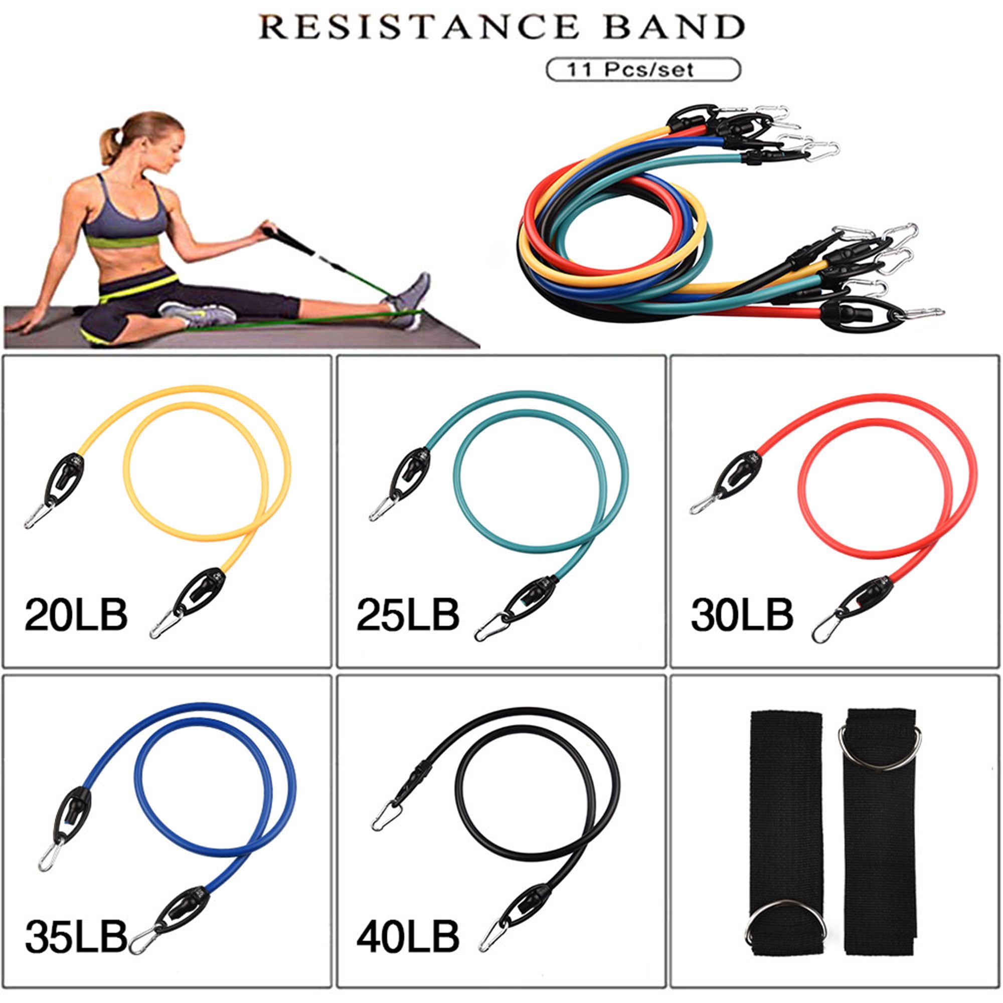 11pcs Fitness Puller Set Upgraded Resistance Belt Multifunctional Exercise H5I1 