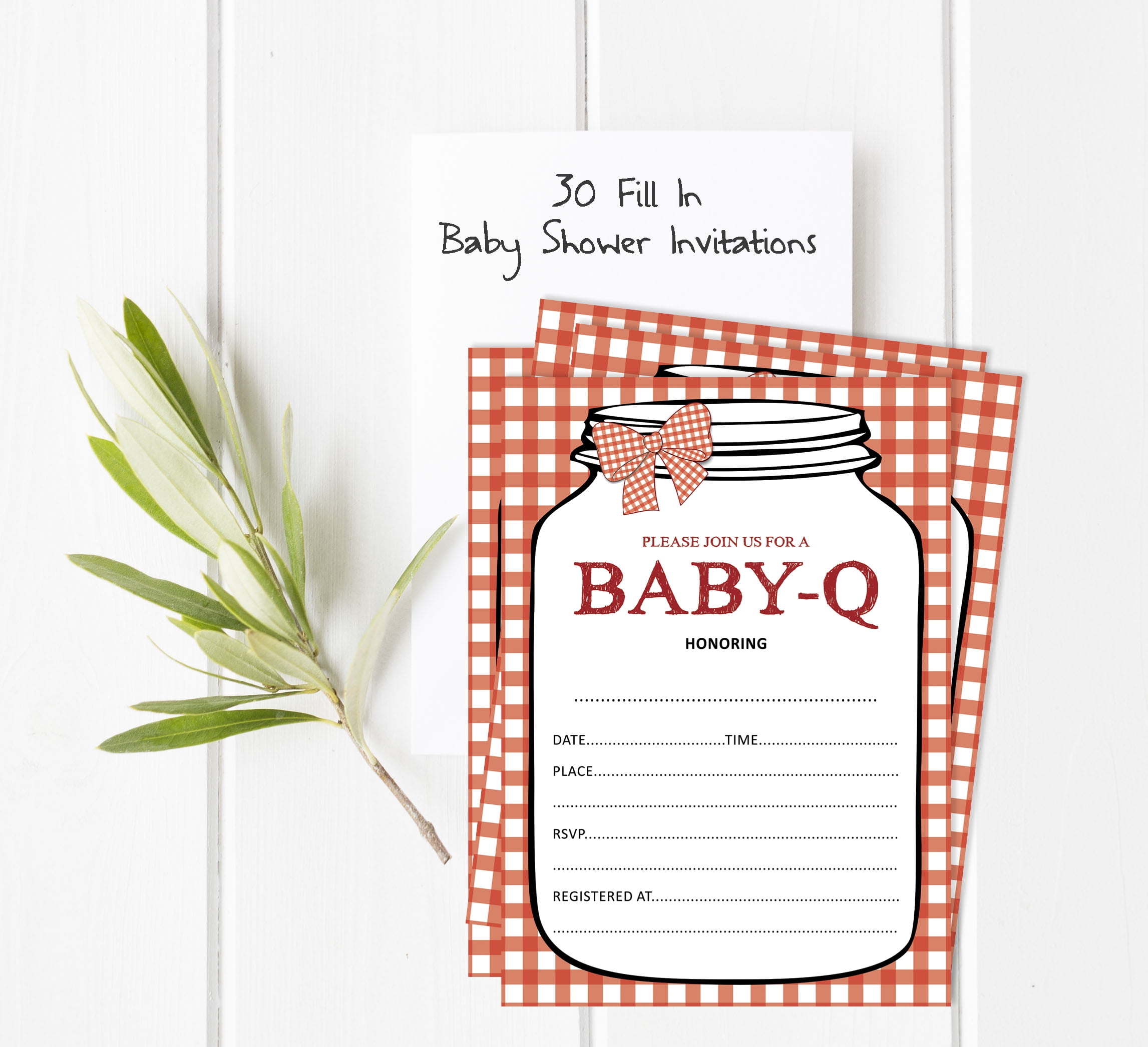 Inkdotpot Set Of 30BBQ Baby Shower Invitations-Diaper Raffle Tickets And Baby Shower Book Request Cards Gender Neutral Invites Its A Boy Its A Girl