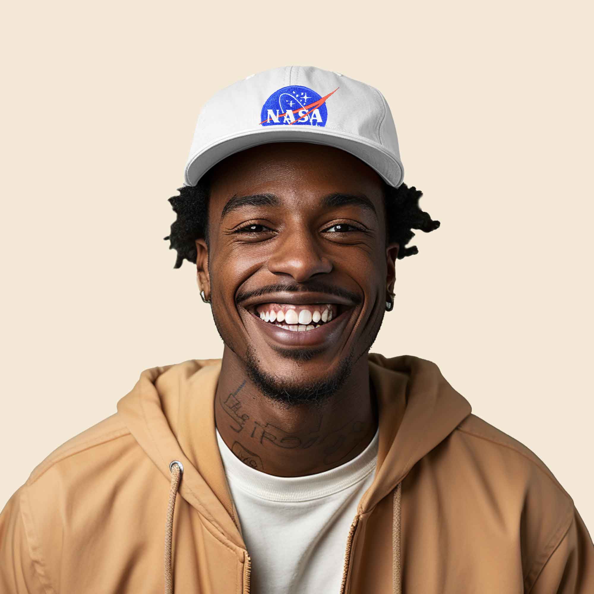 Dalix NASA Embroidered Mens Womens Cotton Dad Hat Baseball Cap Adjustable in White