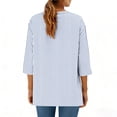 thumbnail image 4 of Uootdi Womens Striped Tops 3/4 Sleeve V Neck Button Down Long Sleeve Shirts Oversized Summer Beach Casual Blouses Tops Tunics Gift, 4 of 7