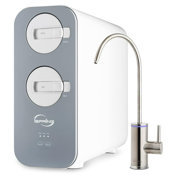 iSpring RO800G Sistema de Ósmosis Inversa sin Tanque, 800 GPD de Alta Capacidad debajo del Fregadero, Sistema de Filtración de Agua sin Tanque de Reducción TDS con Grifo de Níquel Cepillado