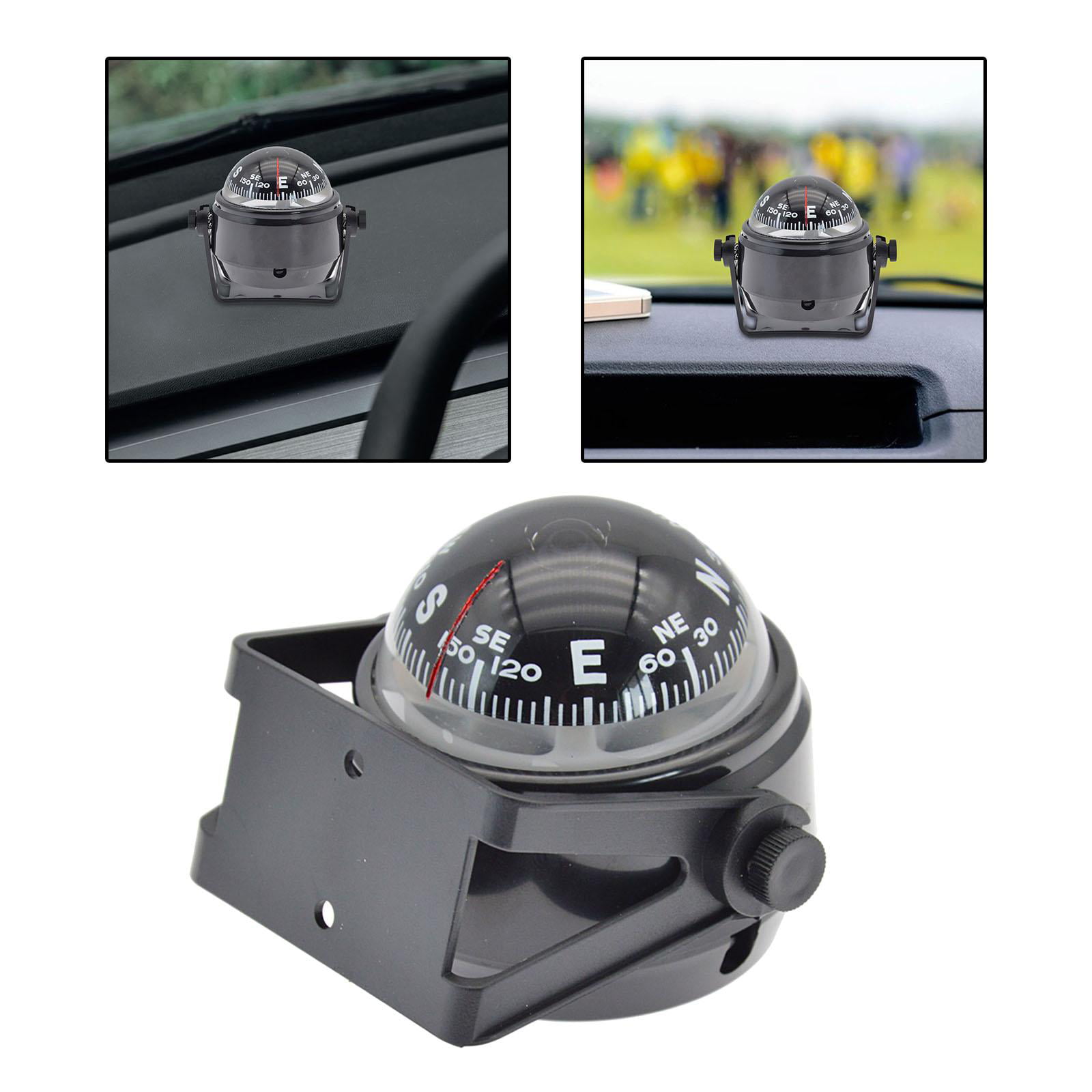 Car Compass,Boat Dashboard Navigation Marine Pivoting Compass Voyager Bracket Mount Compass Color : White 