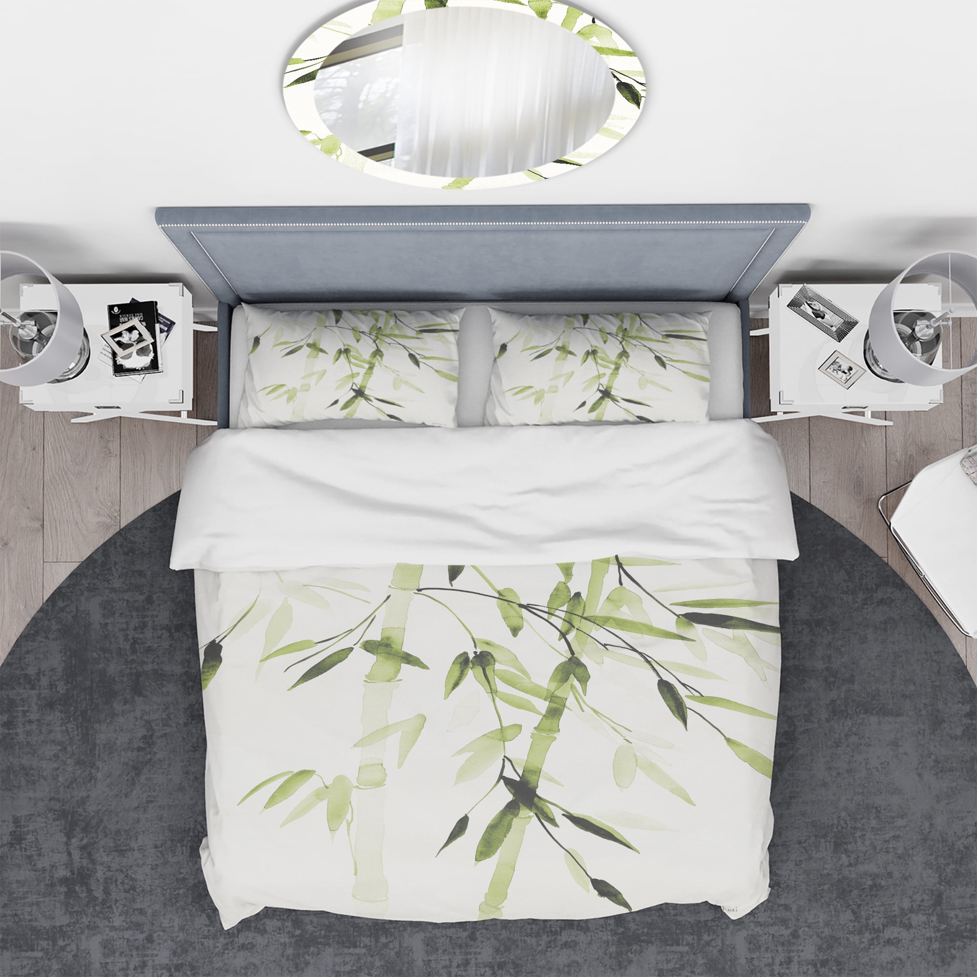 Designart 'Simplist Bamboo Leaves II' Cottage Duvet Cover Set