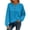 #413-Blue, variant on Women's Long Sleeve Waffle Knit Top Solid Color Crewneck Pullover Loose Fit Button Detail Casual Comfort Shirt Gifts
