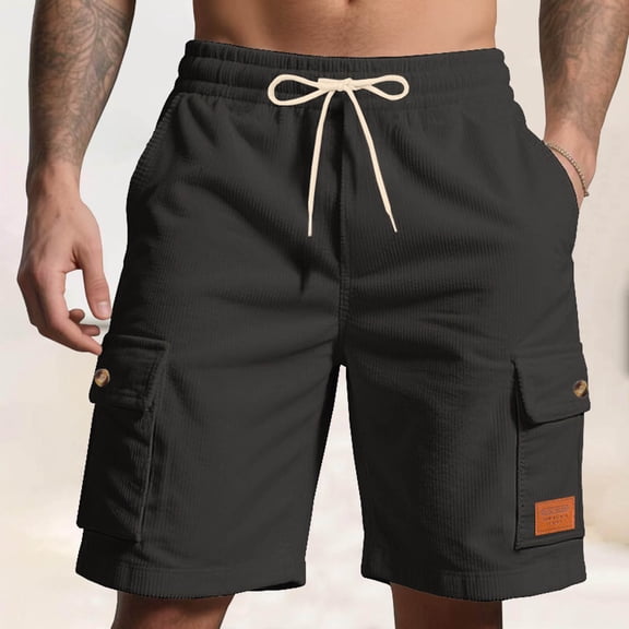 qelini Mens Swim Trunks Big and Tall Loose with Pockets Elastic Drawstring Waist Bermuda Shorts Print Cloths