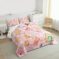 thumbnail image 4 of Feelyou Girly Pink Christmas Bedding Comforter Set for Kids, Cute Gingerbread Man Twin Comforter Sets, Winter Snowflake Reversible Bedding Set, Lightweight Room Decor, 2-Piece, 4 of 9