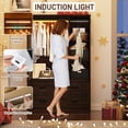 thumbnail image 2 of ChVans 73.1''H Armoire Wardrobe with Sensor Light&4 Drawers, Farmhouse Bedroom Armoire Cabinet with Hanging Rod&Open Space, Wooden Wardrobe Cabinet with Folding Sliding Barn Door for Bedroom, 2 of 9