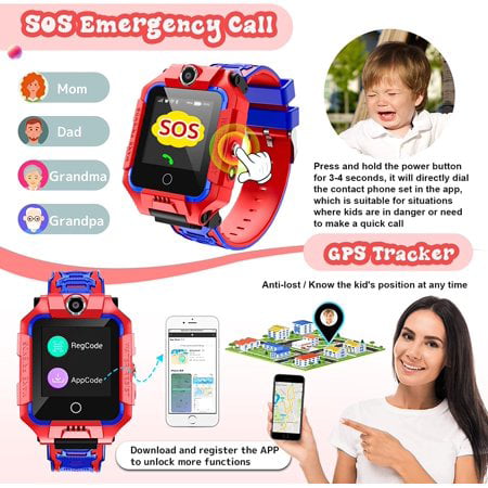 4G Kids Smart Watch for Boys Girls, Liftable Waterproof Safe Smartwatch Phone with 360° Rotatable GPS Tracker Calling SOS Camera WiFi for Kids Children Students Ages 3-12 Birthday Gifts, Red Walmart.com