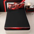 thumbnail image 4 of Erosebridal Extreme Motocross Sport Zipper Queen Comforter Set with Fitted Sheet and 2 Pillowcases for Boys Men, Race Car Theme Zipper Bedding Set, Red, Black Reversible, 4pcs, 4 of 7