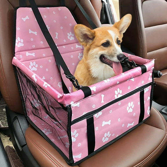Dog Car Seat Foldable Dog Car Booster Seat Waterproof Breathable Oxford Travel Bag for Small to Medium Dogs, Puppies, and Pets Paw-Pattern