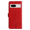 thumbnail image 3 of SaniMore for Google Pixel 7 Wallet Case, Shockproof PU Leather Stand Cover with Card Slot Flip Kickstand Embossed Flower Magnetic Clasp Wrist Strap for Google Pixel 7, Red, 3 of 9