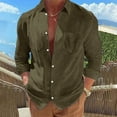 thumbnail image 2 of RYRJJ Men's Corduroy Shirt Casual Collared Long Sleeve Button Down Lightweight Jacket Tops Spring Fall Fashion Shacket Shirts with Pockets(Army Green,3XL), 2 of 9