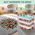 thumbnail image 3 of Toy Organizer for Lego Storage , 3 Layers Stackable Storage Bins with Compartments, Kids Toy Container Box,Clear Building Blocks Container Box with Baseplate Lids, 3 of 8