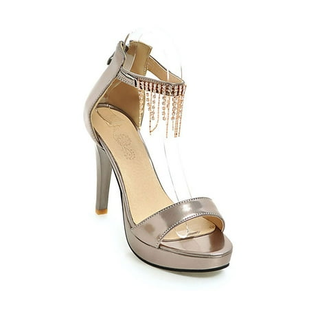 

IELGY Women s High heels PU Korean version Beaded Metal decoration Stiletto Waterproof