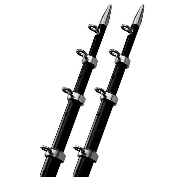 "TACO Marine OT-0442BKA15 Aluminum Tele-Outrigger Pole - 1-1/8" x 15', Black/Silver"