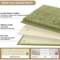 thumbnail image 4 of 3 Pieces Bathroom Rugs, Ultra Soft Non Slip Absorbent Chenille Toilet Bath Mat Set (Sage Green), 4 of 6