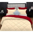 thumbnail image 6 of D.N.G. BEDDINGS 5 Piece Luxury Reversible Diamond Pattern Comforter Set Premium Super Soft, All Season 800 TC, 100% Egyptian Cotton Oversized Super King Size Ivory/Red Solid Color, 6 of 7