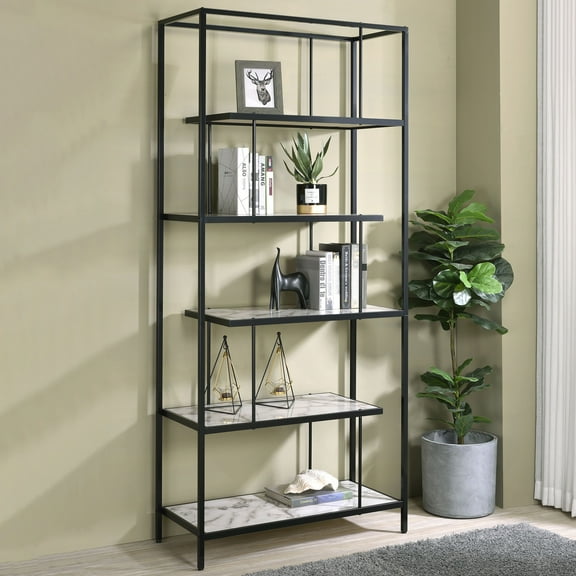 Furniture of America Harper 5-Shelf Bookcase, Black