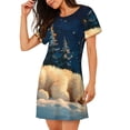 thumbnail image 2 of Balery Starry Sky Sleep White Bear Camisón de manga corta con cuello redondo para mujer, cómodo y elegante., 2 of 6
