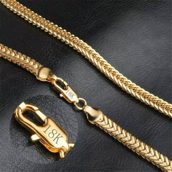 EOEMY New 18K Yellow Gold Filled 6mm Link Chain Necklace Lobster Clasp X03