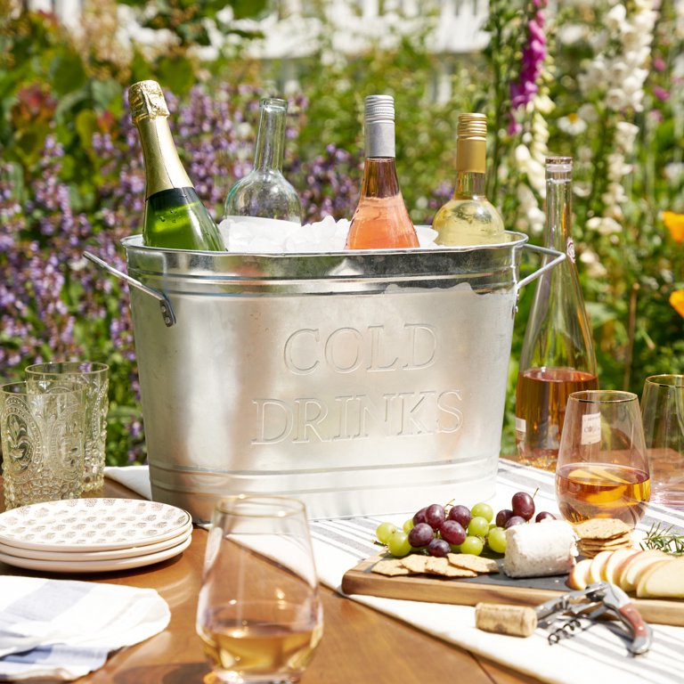 Twine Insulated Drink Tub - Galvanized Metal Bucket Cooler