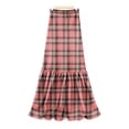 thumbnail image 5 of Women’s Long Plaid Skirt Elastic Waist Tiered Maxi Skirt Lightweight Soft Fabric Casual Style for Daily Wear Watermelon Red M, 5 of 6