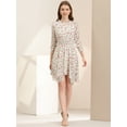 thumbnail image 3 of INSPIRE CHIC Robe Fleurie pour Femme Froncée Manches 3/4 Ourlet Asymétrique Robes Smockées Blanc G, 3 of 6