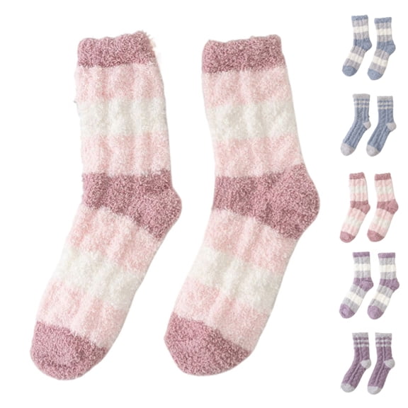 Womens Fuzzy Slipper Socks Thick Warm House Socks Stocking Stuffers Gifts Pink One Size