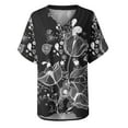 thumbnail image 4 of WXLWZYWL Women's Loose Tops Crewneck Print Tees Short Sleeve T Shirt Blouse Loose Tops Black, 4 of 5