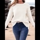 thumbnail image 4 of Suéter de Otoño 2025 para Mujer, Jersey de Punto Acanalado de Larga, Holgado, Cuello Redondo, Murciélago, Suéter Dividido. XXXL, 4 of 9