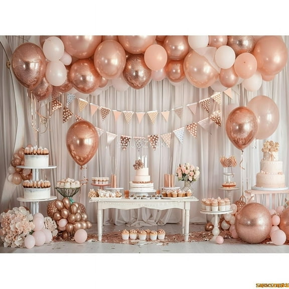 Arch Balloons Happy Birthday Party Photography Backdrops Props Joyous Cakes Banners Newborn Baby Photo Studio Background TF-10