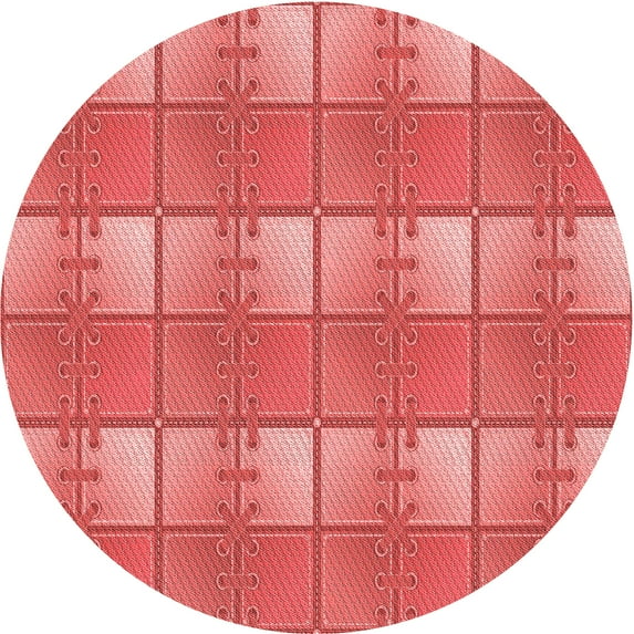 Ahgly Company Machine Washable Indoor Round Transitional Ruby Red Area Rugs, 8' Round