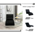 thumbnail image 4 of KINFFICT Velvet Chaise Lounge Chair with Toss Pillow, Modern Tufted Button Lounge Chair with Acrylic Legs, Upholstered Indoor Sleeper Chair for Living Room, Bedroom, Black, 4 of 8