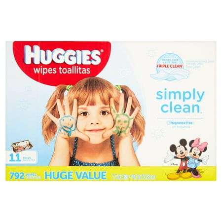 Huggies Simply Clean Unscented Baby Wipes 11 Flip-Top Packs (704ct)