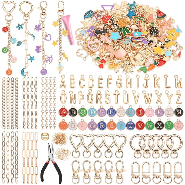 Kit DIY de 404 piezas para hacer llaveros con dijes y herramientas Selizo