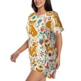 thumbnail image 2 of Lsque Whimsical Fox Floral Garden Women's Short-Sleeved Pajama Set - 2 Piece Soft and Lightweight Sleepwear Set-Small, 2 of 9