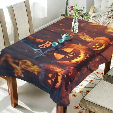 

BZSMCE Square Tablecloth Halloween Pumpkin Pattern Tableclothes