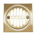 thumbnail image 2 of Westbrass Square Brass Shower Drain with Round Strainer and Crown Ring, Polished Brass, 2 of 9