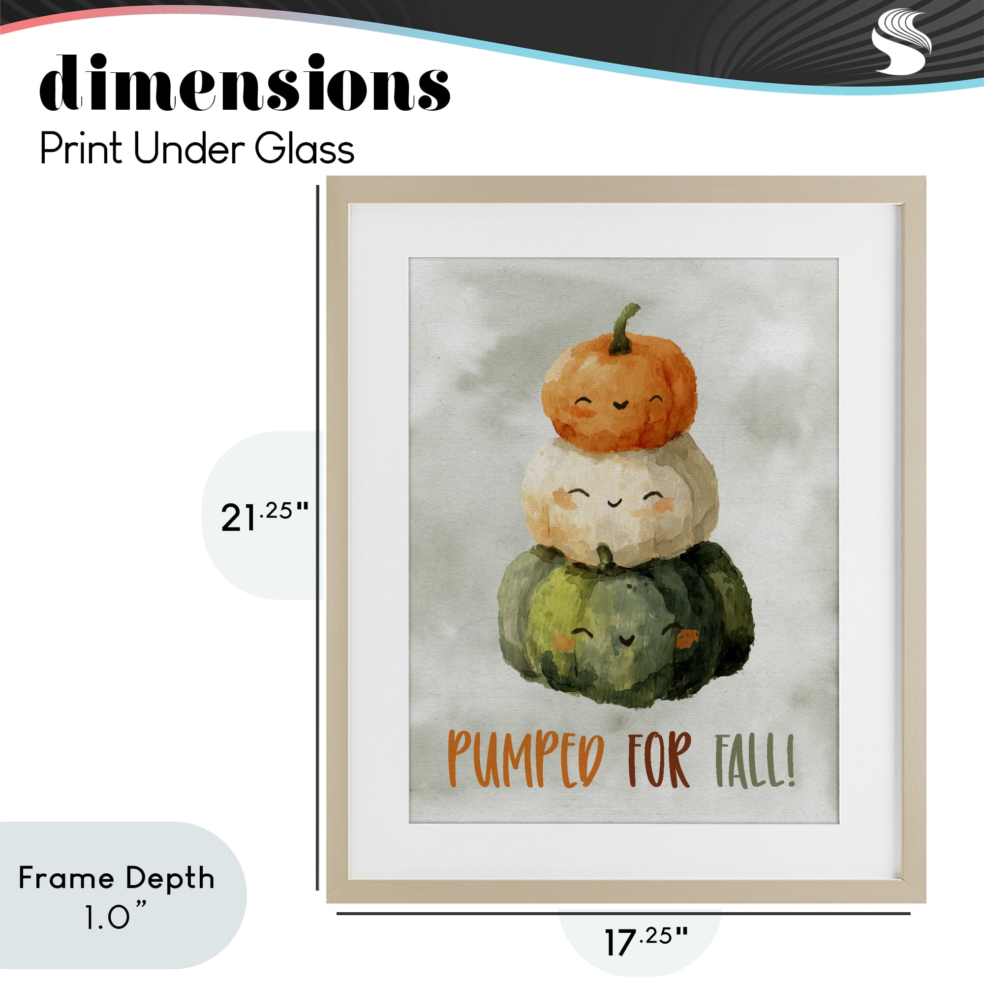 Stupell Industries Smiling Pumpkins Pumped For Fall Birch Framed Print Under Glass, design by Ziwei Li