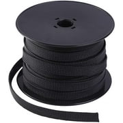 Keco 100ft , 1/2 inch PET Expandable Braided Cable Sleeve , Wire Sleeving for Audio Video and Other Home Device Cable Automotive Wire - Black