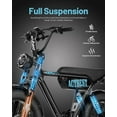 thumbnail image 3 of Electric Bike for Adults, Peak 1500W 28 MPH Fat Tire All-Terrain Electric Motorcycle, Full Suspension Mountain Electric Dirt Bike for Men/ Women Black & Blue, 3 of 10