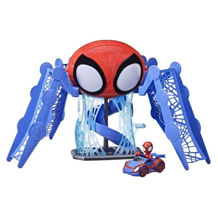 Marvel Spidey and His Amazing Friends Web-Quarters Playset With Lights, Sounds, Spidey and Vehicle, For Kids Ages 3 and