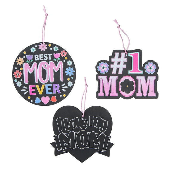 Fun Express 3 3/4" - 5" Magic Color Scratch Mother’s Day Ornaments - 24 Pieces